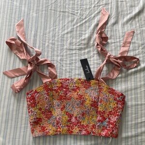 Lulu's Multicolor Floral Bustier with Pink Straps